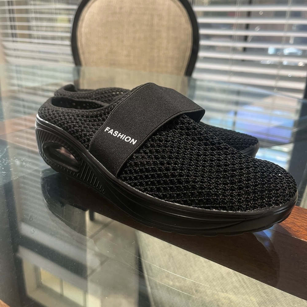 Black Mesh Slip-On Sneakers